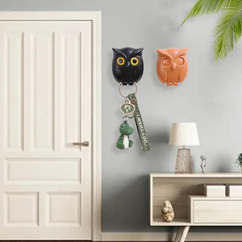Description Picture 6 of item1/2PCS Magnetic Owl Key Holders Self Adhesive Magnets Hold Keychain Key Hanger Hooks Will Open Eyes Home Wall Decorative Hooks
