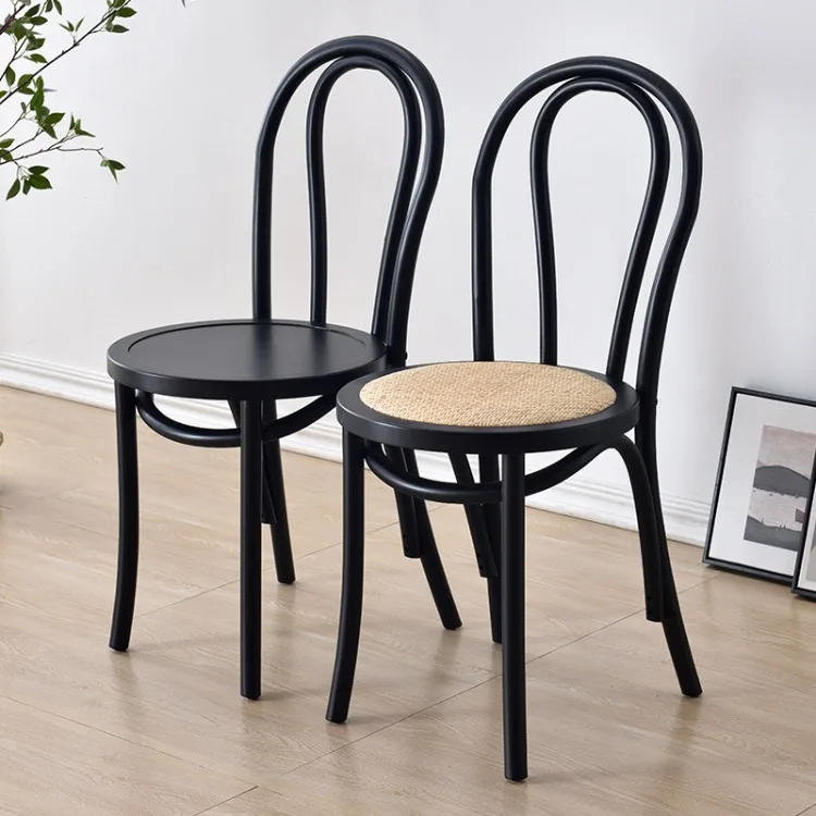 Description Picture 2 of itemSolid Wood Dining Chairs Vintage Rattan Chair for Dining Room Design Kitchen Chairs with Backrest Interior Chair Furniture