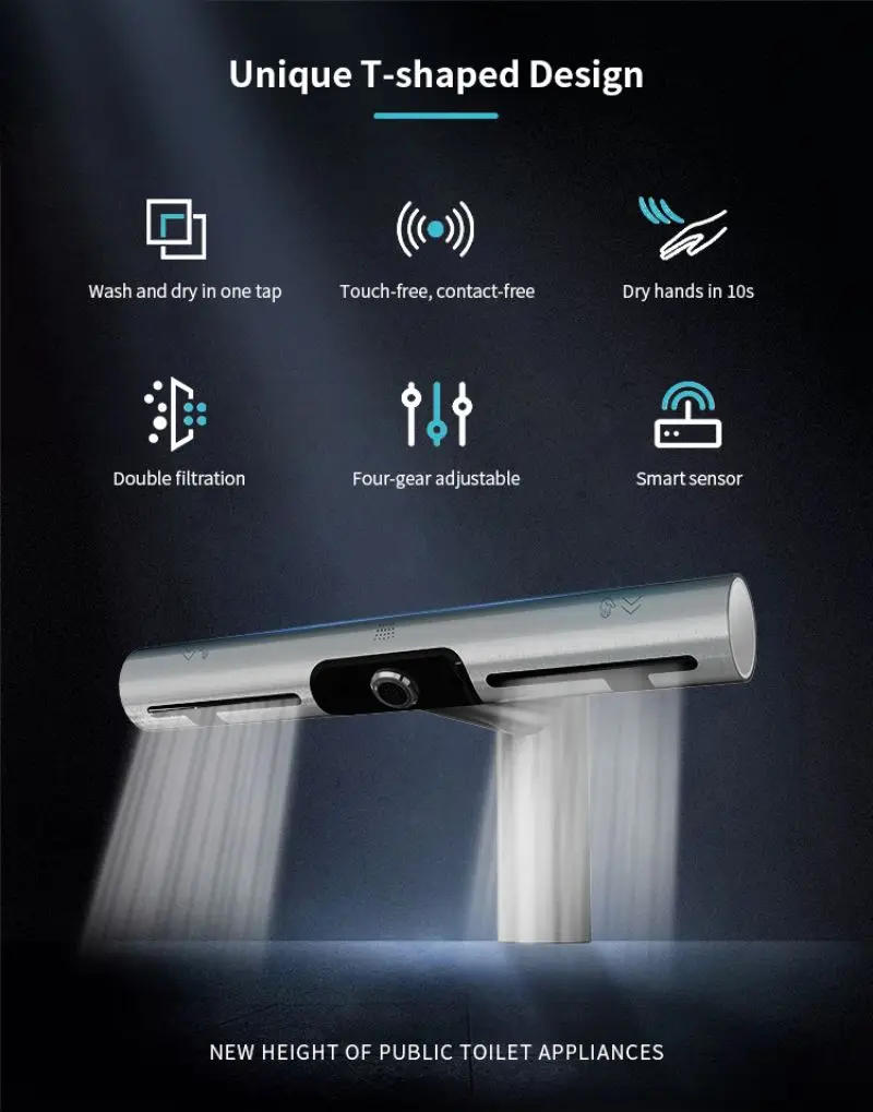 Description Picture 3 of itemAIKE Automatic Air Hands Dryer Creative Hands Washing and Drying 2 in 1 Design Air Tap Bathroom Faucet with Hand Dryer AK7120