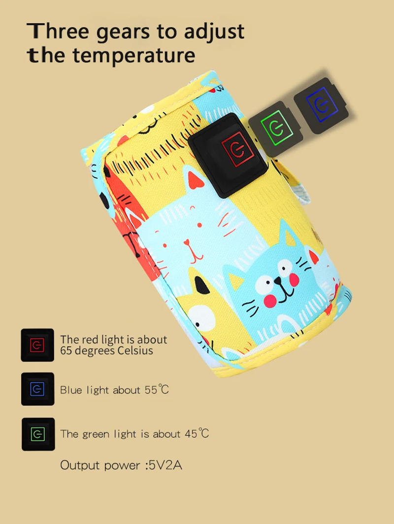 Description Picture 3 of itemUSB Milk Water Warmer Travel Stroller Insulated Bag Nursing Bottle Heater Portable Bottle Feeding Warmer