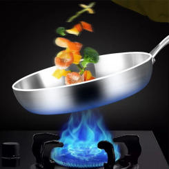 26/28CM Frying Pan 316 Stainless Steel Thick Wok Pan 5 Ply Steel Skillet,Professional Grade Pans for Cooking Cooking Pot