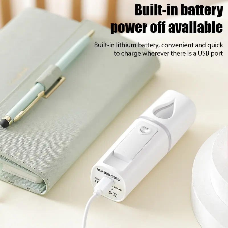 Description Picture 4 of itemNano Spray Moisturizing Facial Steamer USB Cold Spray Machine Humidifier Mini Portable Beauty Humidificador Skin Care Tool