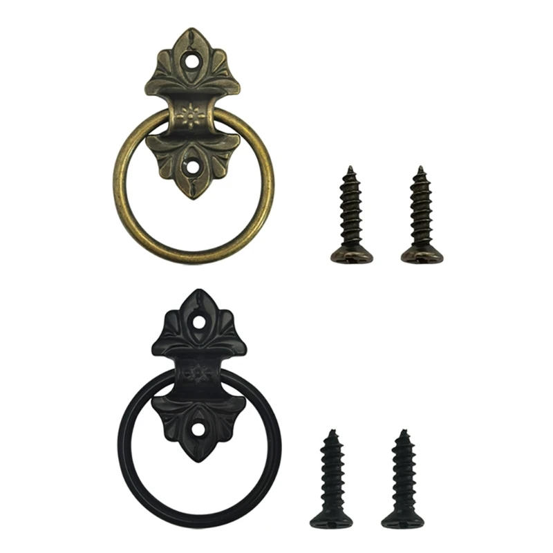 Description Picture 2 of item2024 New Vintage Cabinet Knob Decorative Rings Pulls Antique Bronzes for Furniture Door