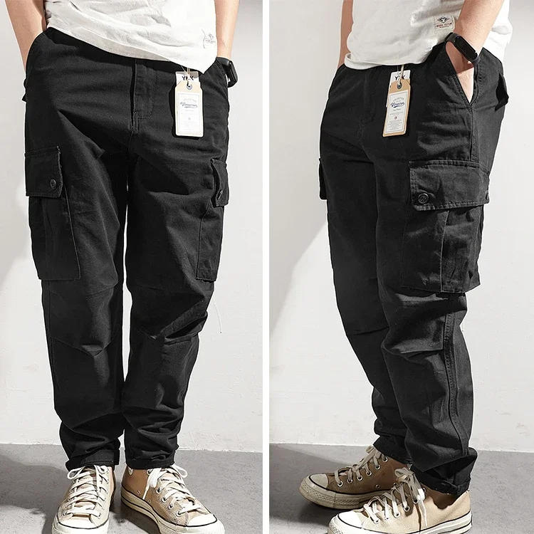 Description Picture 5 of itemAmerican-style functional wind overalls men can wear multi-pocket trousers in four seasons, plus size loose pure cotton standing