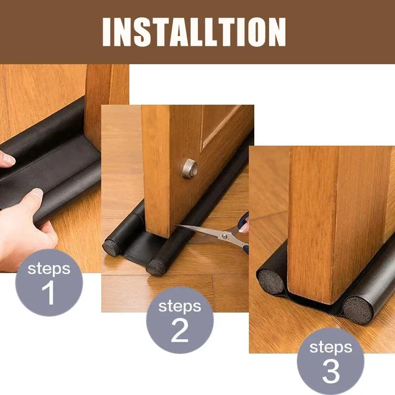 Description Picture 3 of item93cm Waterproof Seal Strip Draught Excluder Stopper Door Bottom Wind Sweep Stopper Door Bottom Guard Double Protector Doorstop