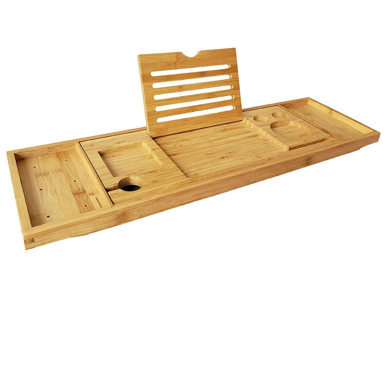 Description Picture 6 of itemExtendable Spa Bathtub Bamboo Bathtub Tray Caddy Organizer Rack Book Wine Tablet Holder Nonslip Bottom Bath Tub Tray Shelf