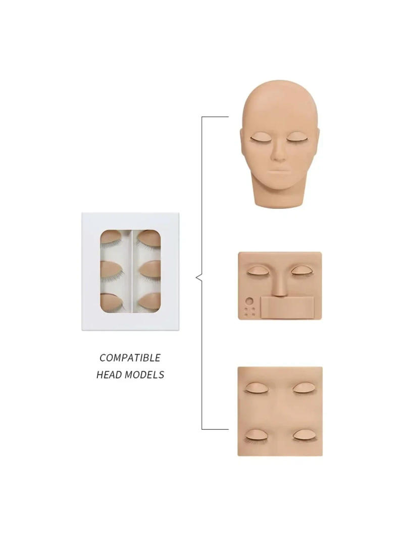 Description Picture 3 of item3Pairs/Set Replacement False Eyelash Extension Practice Head Model Silicone Removable Eyelids Tattoo Training Eyes Mannequin