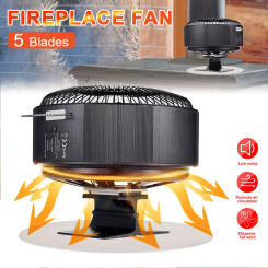 5 Blades Heat Powered Stove Fan Free Standing Log/Wood/Pellet Burner Ecofan Efficient Heat Distribution Quiet Home Fireplace Fan