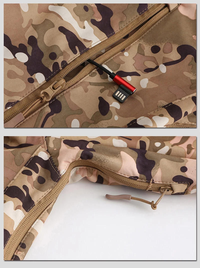 Description Picture 6 of itemWinter Electric Heating Jacket Men Women USB Smart Heated Jackets Hooded Heat Hunting Ski Suit Hiking Vests Thermal Clothes