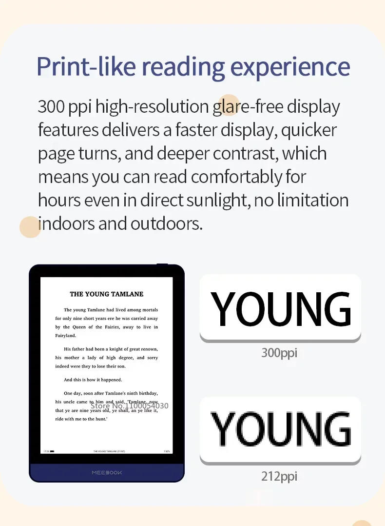 Description Picture 5 of itemOriginal Meebook M6 E-book Reader 6 inch E-ink 300PPI Screen Ereader with Dual Color Frontlight 3G/32GB Android 11 EBook Reader