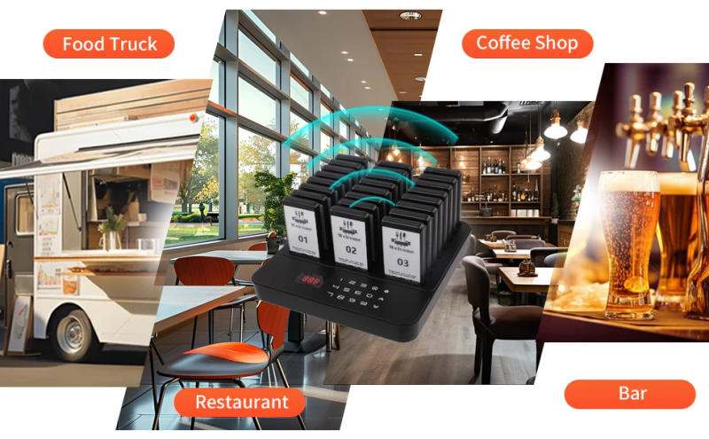 Description Picture 3 of itemWireless Restaurant Pager System Buzzer Calling System 24 Beepers Pagers For Food Truck Fast Food Court Shop Bar Cafe