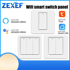 ZEXEF WiFi Smart Home Light Switch Wall Push Button Switch 1/2/3 Gang Smart Life/Tuya APP Works with Alexa Google Home
