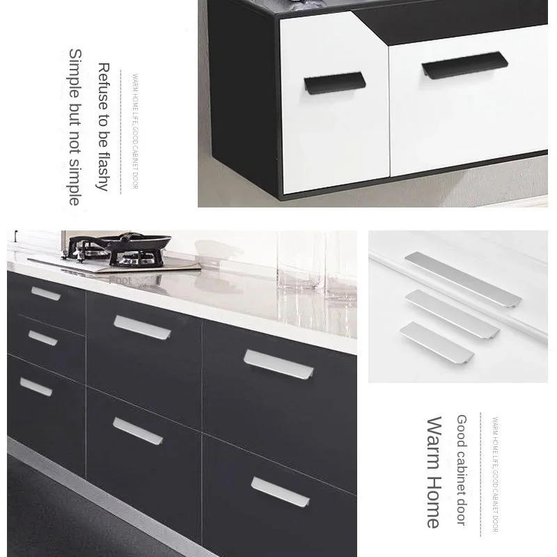 Description Picture 4 of itemMetal Silver Black Gold Square Handle Hardware Home Furniture Handles for Cabinet Modern Kitchen Cabinet Handle