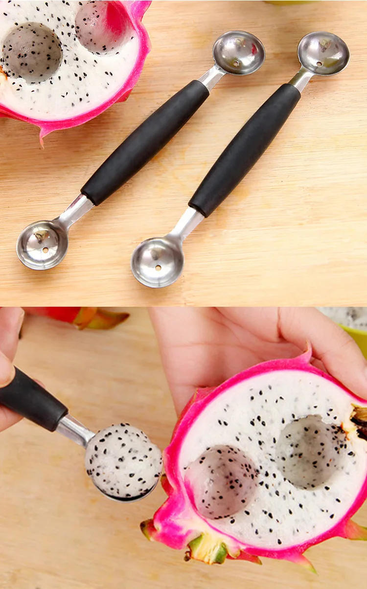 Description Picture 3 of itemDouble-Sided Fruit Melon Baller Spoon, 2 in 1 Stainless Steel Ice cream Ball Spoon Scoops Cutter for Watermelon