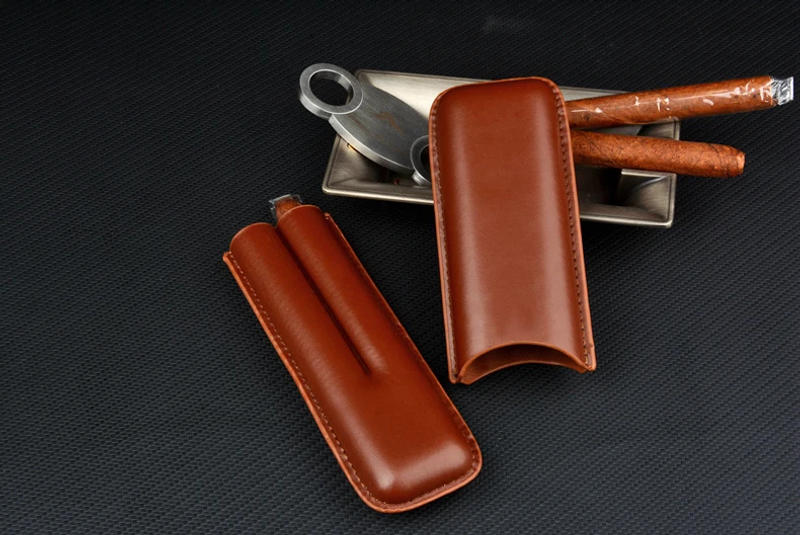 Description Picture 6 of itemPortable Cigar Case for Man-made Leather Cigar Holder, 2 Tube, Mini Box, Humidor, Smoking Accessory, 52 Ring