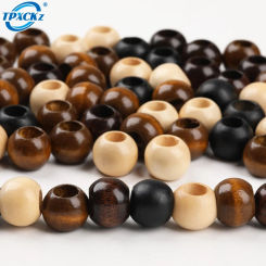 100PCS 5MM Maple Wood Beads Large Hole For DIY Jewelry Packaging Garment Accessories Crafting With Drawstring Pouch