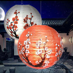 12inch Chinese Paper Lantern Round Plum Blossom Folding Lantern For Home Restaurant Hanging Wedding New Year Party Decoration