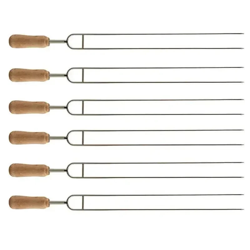 Description Picture 4 of item6pcs Stainless Steel U-Shaped Barbecue Brazing Fork Needle Grilling Skewers Double Prong Bbq Tools Outdoor Grill Accessories