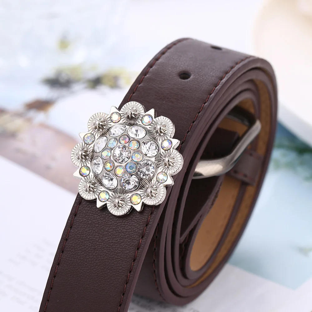 Description Picture 6 of itemColorful Rhinestone Conchos Buckle Metal Flower Crystal Leather Bag Belt Decorative Buttons Screw Back Leathercraft Accessories