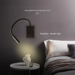 Amazon Minimalist USB Charging Model with Switch Reading Wall Light Black Exposed Hose LED Gooseneck Bedside Lamp