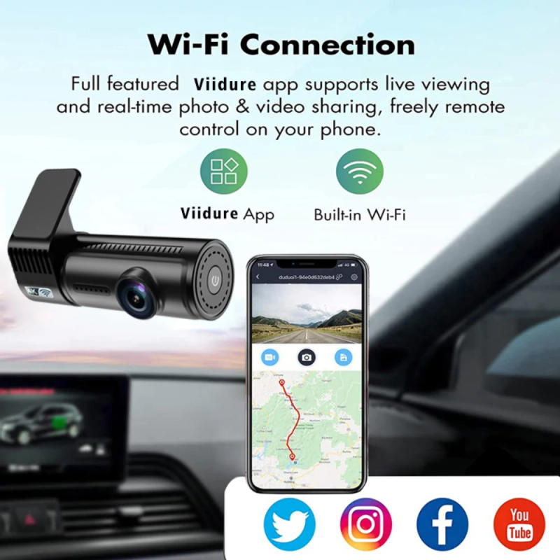 Description Picture 6 of item4K 3840*2160P Dash Cam Mini WIFI GPS Car DVR Camera Dual Len Video Drive Recorder Dashcam Registrar Black Box 24 Hour Monitoring