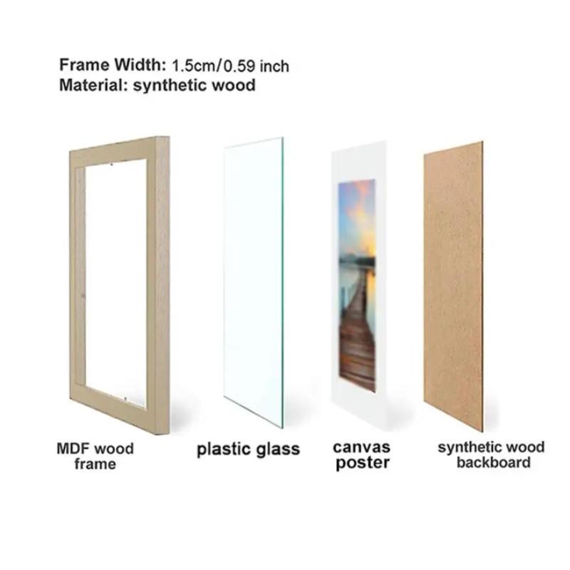 Description Picture 5 of itemWood Picture Frame 10X15/15X20/20X25cm Living Decor A4 Honors Certificate Document Frame Photo Frame for Wall Hanging Desktop