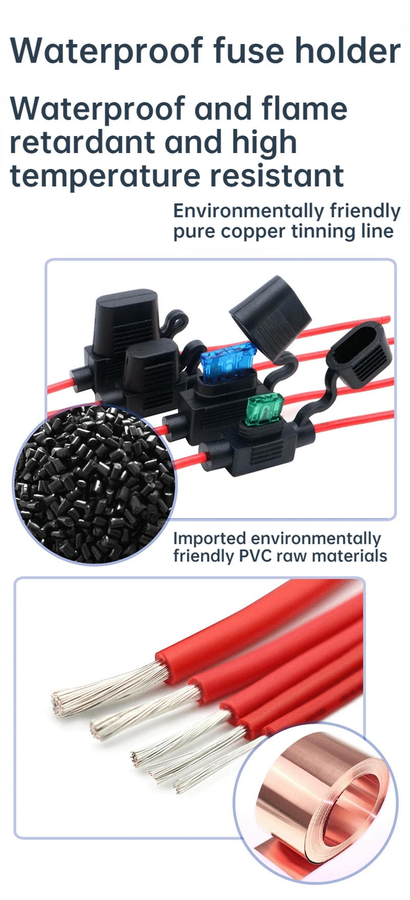 Description Picture 2 of item5PCS 10Pcs Fuse Holder Waterproof Car Fuses Set PVC Insert Car Box Current Lead Fuse Large Medium Small Wire Fuse Box 12 volt