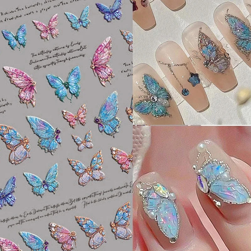Description Picture 3 of item1PC Flash Butterfly Flowers 3D Nail Stickers Self-Adhesive Slider Nail Art Flowers Decorations Decals Manicure Accessorie