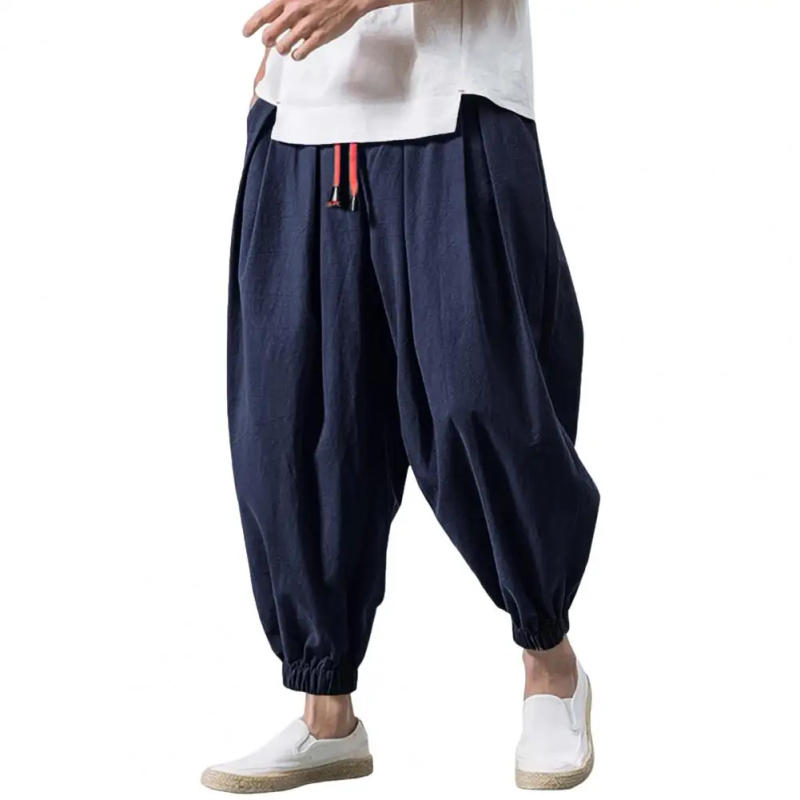 Description Picture 3 of item2024 New Fashion Drawstring Pants Men’S Baggy Jogging Pants Japanese Men Wide Leg Pants Male Casual Loose Trousers