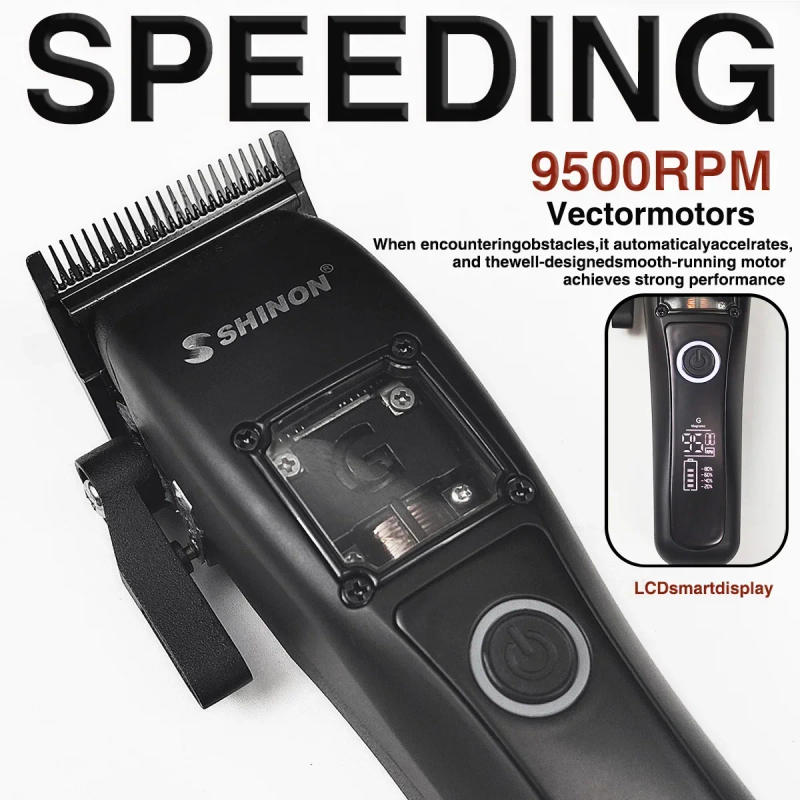 Description Picture 2 of item9500RPM 3 Covers Professional DLC FADE Blade Hair Clipper Vector Motor Base Charger Electric Hair Trimmer for Men Barber S-3193