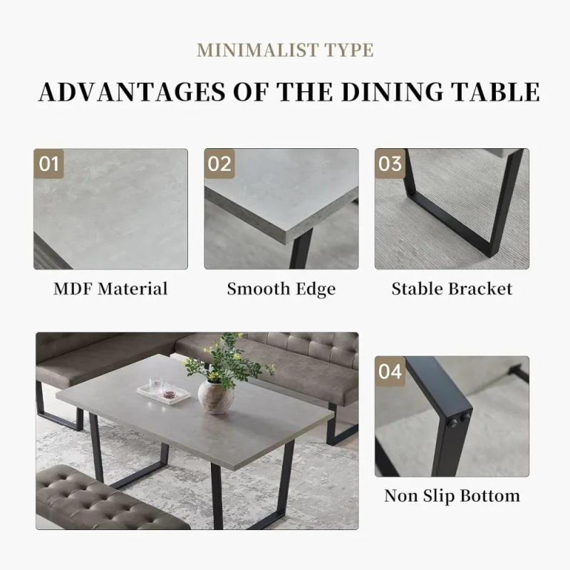 Description Picture 5 of itemDining Table Set with Bench,3 Piece Modern Kitchen Table with Right Seat Corner Bench and Bench for Family Dining Room Furniture