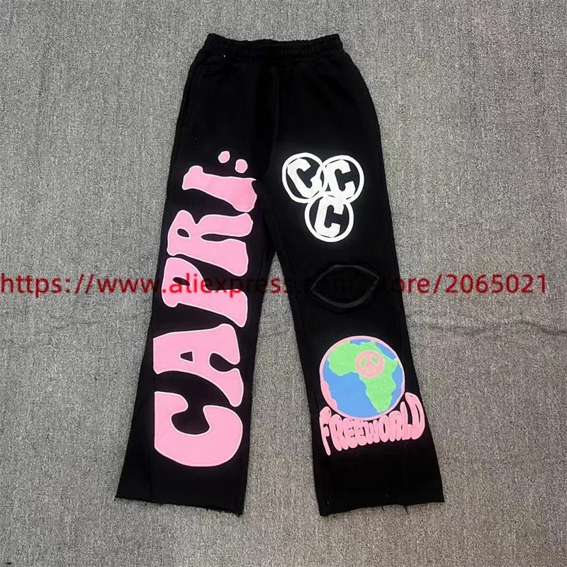 Description Picture 3 of itemPuff Print Project Capri Flared Sweatpants Men Women Spliced Tracksuit Pants Jogger Sweat Pants Terry Trousers Soft fabric