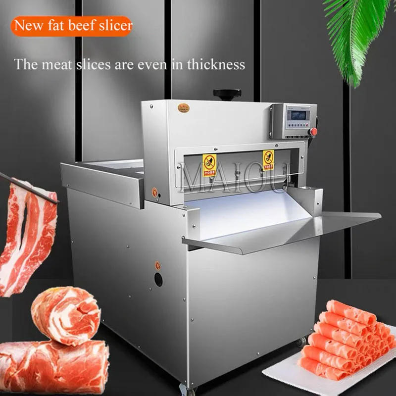 Description Picture 4 of itemNew Commercial Electric Lamb Beef Slicer Freezing Meat Cutting Machine CNC Double Cut Mutton Roll Machine For Sale