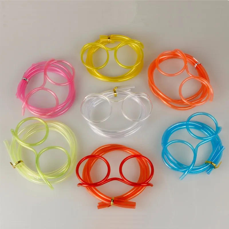 Description Picture 4 of itemStraw Glasses Funny Soft PVC Glasses Flexible Drinking Straws Kids Party Supplies Bar Supplies Creativity Toy Kids Gift