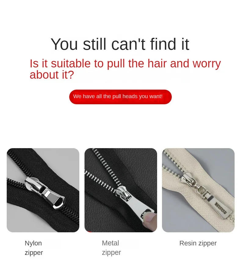 Description Picture 3 of itemNo. 3, No. 5, No. 8 slider nylon metal resin hanging silver high-grade diamond alloy zipper head