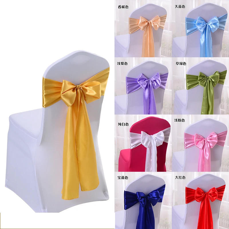 Description Picture 2 of itemWedding Satin Chair Sashes Ribbon Rose Gold Bows Tie for Banquet Party Event Supplies Birthday Baby Shower Chair Belt Decor