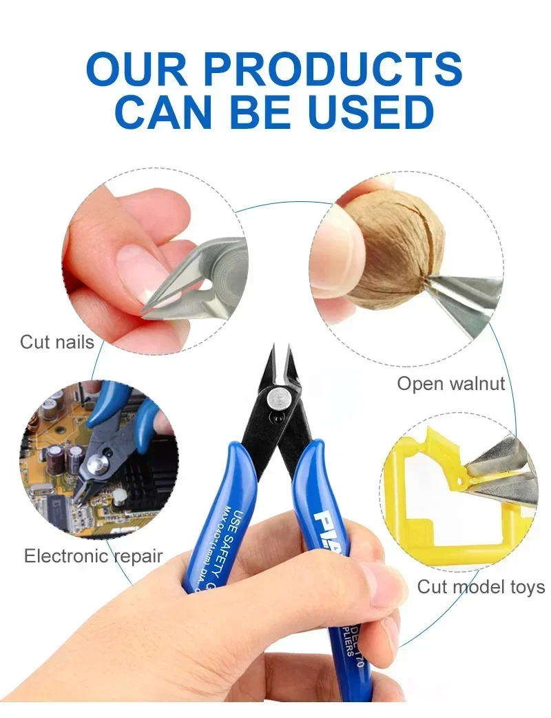Description Picture 6 of item1/2pcs PLATO 170 Wishful Clamp DIY Electronic Diagonal Pliers Side Cutting Nippers Wire Cutter 3D Printer Parts Hand Tools Jaw
