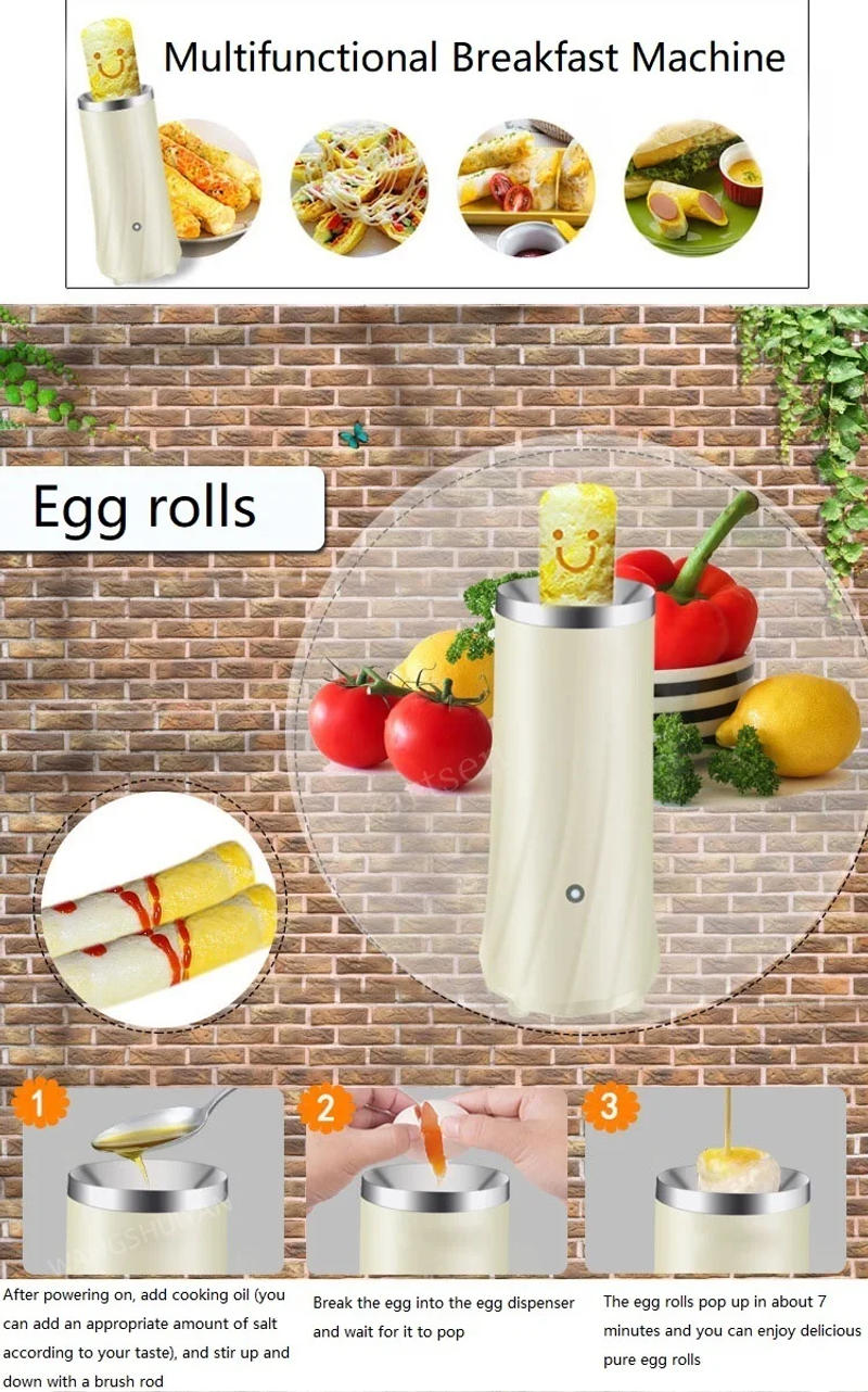 Description Picture 3 of itemElectric Automatic Multifunctional Mini Egg Roll Maker Omelette Breakfast Egg Boiler Kitchen Cooking Tools Egg Cooker EU Plug