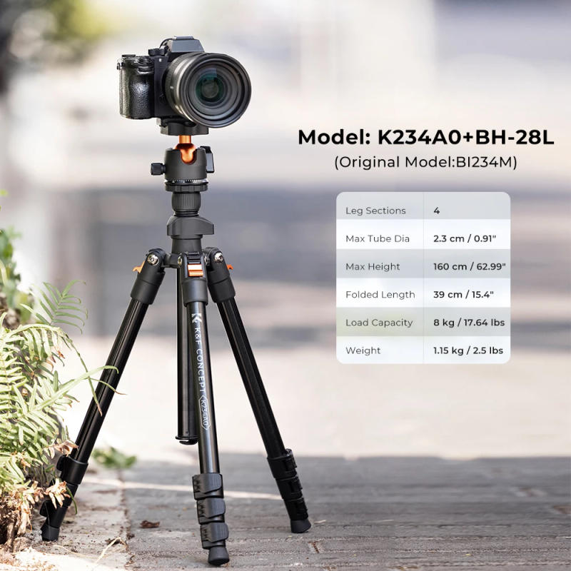 Description Picture 6 of itemK&F CONCEPT Portable Camera Tripod 62.99-inch Max. Height 8kg Load Capacity Low Angle Photography Travel Tripod for DSLR Cameras