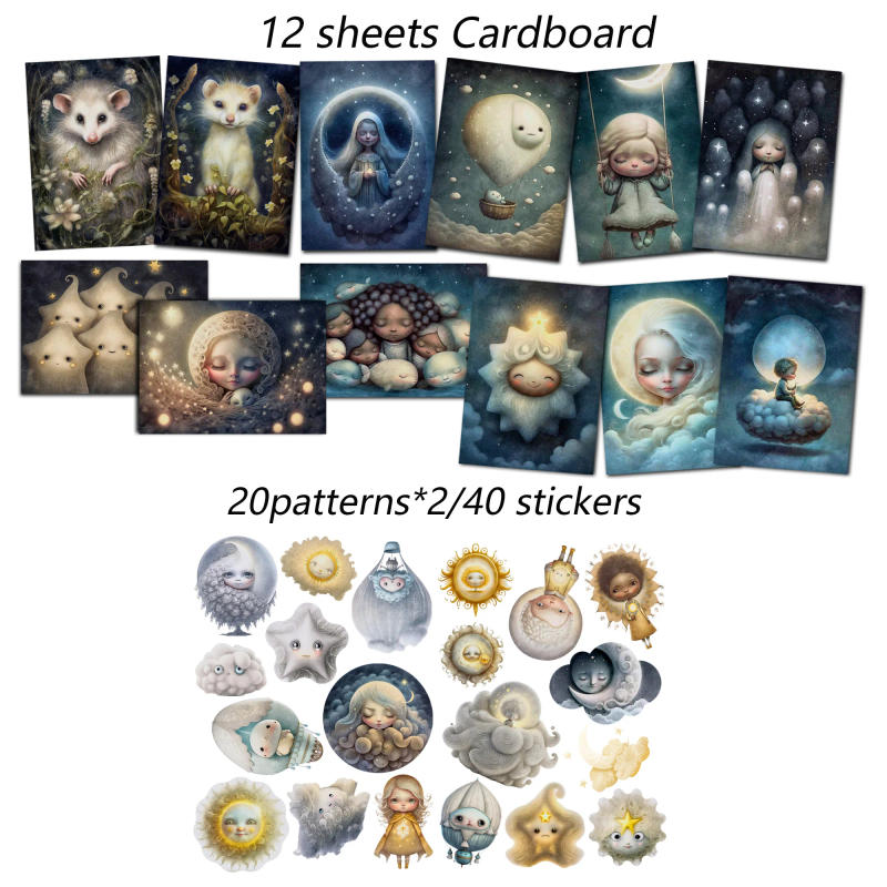 Description Picture 6 of itemJAIIMAN 52pieces Fantasy Sky Theme Junk Journal Card Set,Perfect for Scrapbooking Supplies,Junk Journal Kits,Crafts,GreetingCard