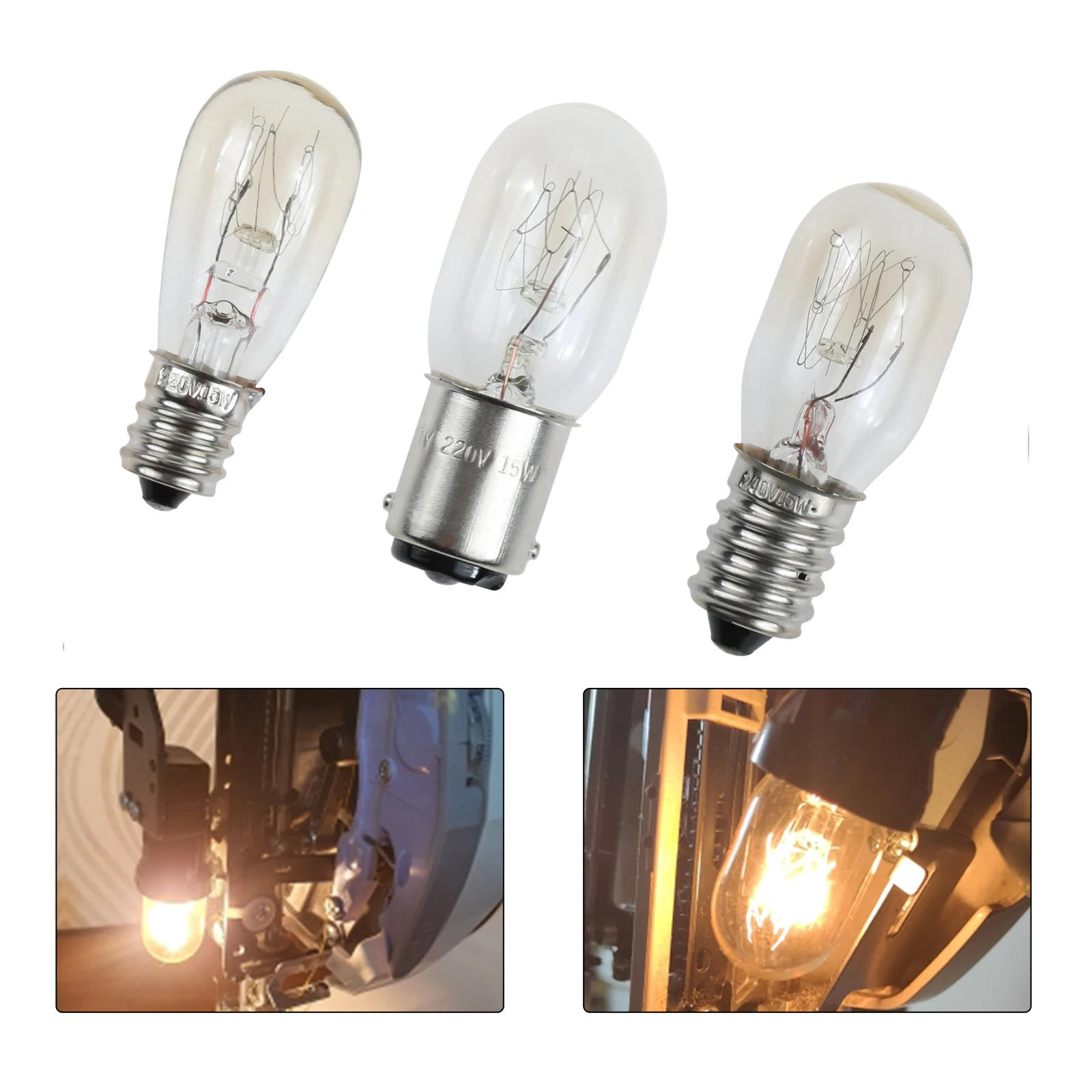 Description Picture 4 of item1pc 220V E12/BA15D/E14 Sewing Machine Bulb 15W Threaded Plug-in Incandescent Lamp Corn LED Fridge Light Craft Warning Light DIY