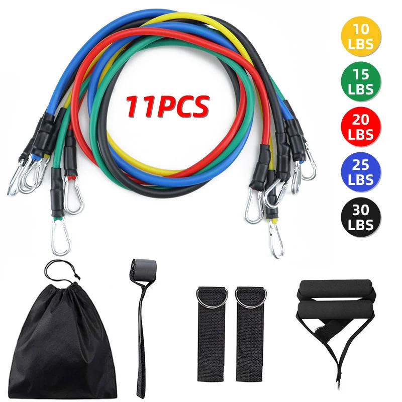 Description Picture 2 of item11pcs/Set Pull Rope, Resistance Bands, Portable Fitness Equipment, Ankle Strap, Chest Expander, Elastic Exercise Band
