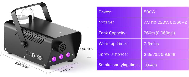 Description Picture 6 of itemDayFlicker 500W RGB Smoke Machine Wedding Smoke Fog Machine Parties Club Remote Fog Ejector for Concert Party Stage Effects