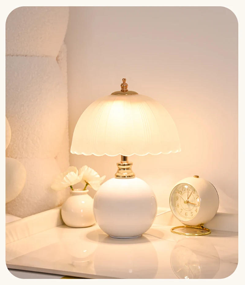 Description Picture 6 of itemCeramic Glass Mushroom Table Lamp Bedroom Bedside Table Lamp Desktop Reading Small Book lamp Children's Room Ambient Light