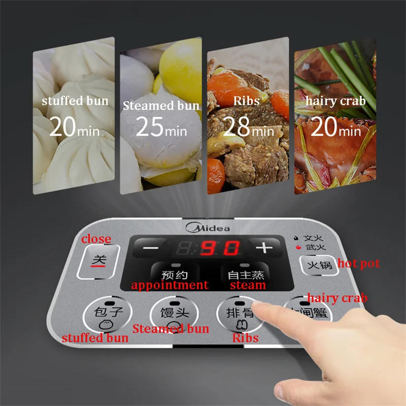 Description Picture 6 of itemHousehold Three-layer Food Steamer Machine Stainless Steel Steam Cooker Electric Steamer Rice Noodle Roll Steamer Home Appliance