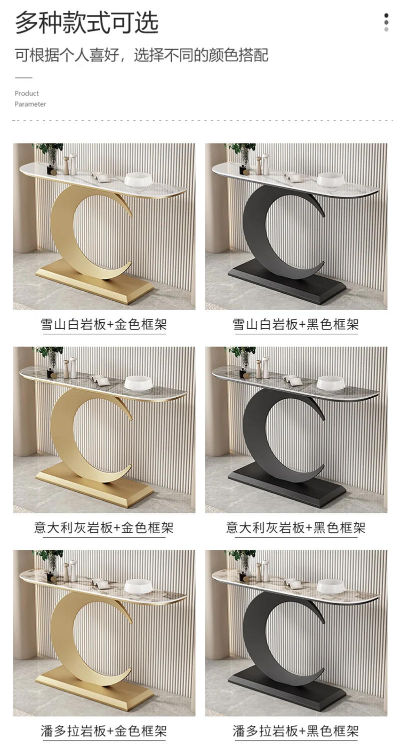 Description Picture 3 of itemItalian Light Stone Plate Console Half Round Cabinet Modern Minimalist Wall-Mounted Tables Side View Table