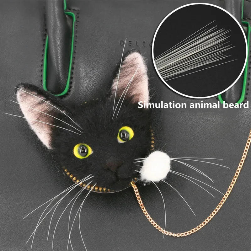 Description Picture 4 of itemSimulation Cat Beard Animal Beard Wool Felt DIY Accessories Artificial Beard White Black Grey Beige Dog Beard Handmade Doll