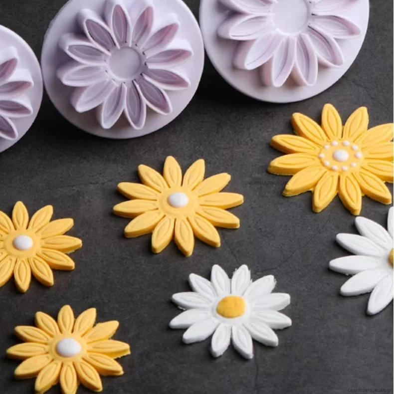 Description Picture 5 of item4PCS Push-type Cookie Cutter Spring Mold Cookie Mold Biscuit Daisy Flower Mold DIY Pastry Cake Molds Fondant Stamp Cake Tools