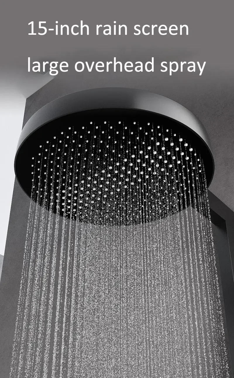 Description Picture 5 of itemDigital Display Gray Shower Set Piano Keys Bathroom Double-layer Shelf Shower System Pressurization Rain Head Faucet