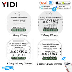 DIY WiFi Smart Light Switch Module Smart Life Tuya Remote Voice Control 1/2 Way 1/2 Gang Dimmer Switch Breaker Google Home Alexa